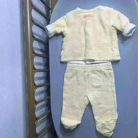 Vintage 100% cotton baby 2pc stork lil bundle embroidered quilted set no flaws - Picture 6 of 7